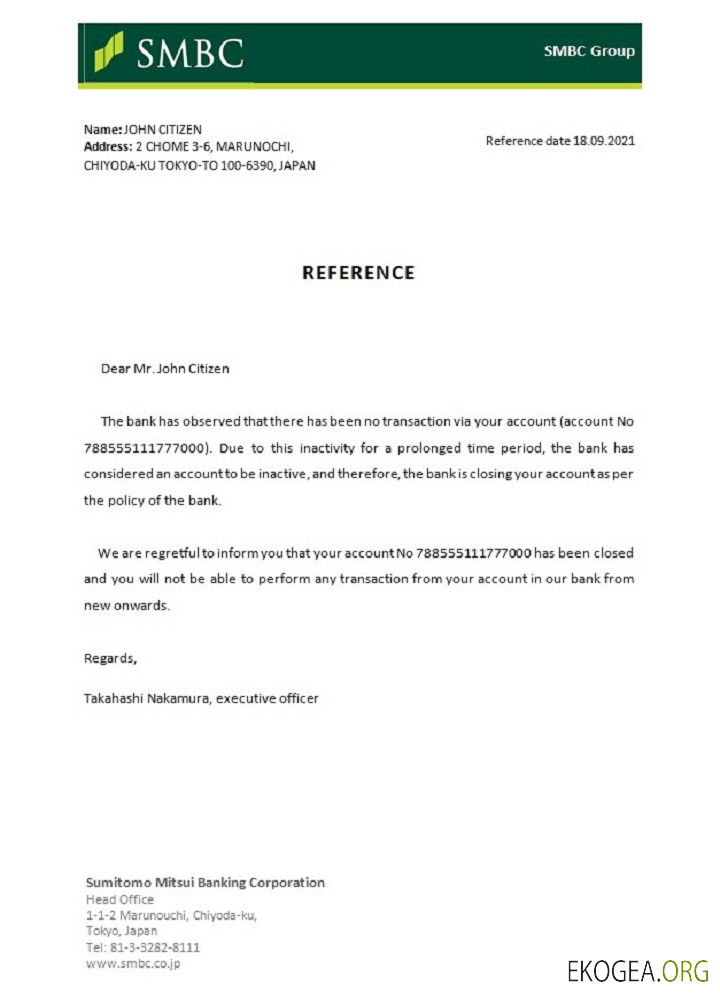 Référence Japan , SMBC , closure